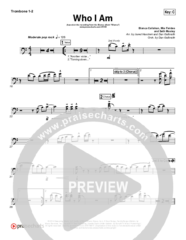 Who I Am Trombone 1/2 (Blanca)