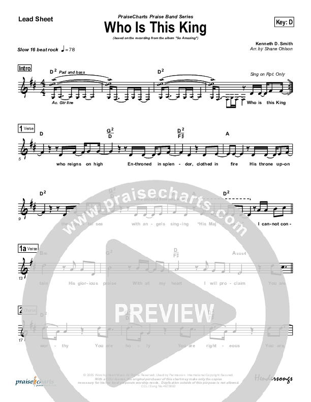 Who Is This King Lead Sheet (LaMar Boschman)