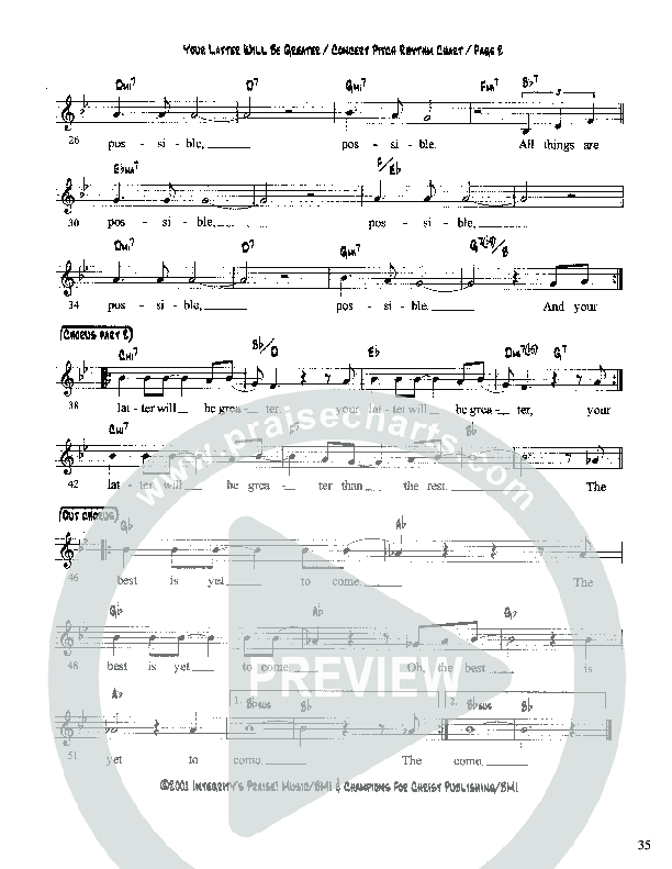 Your Latter Will Be Greater Lead Sheet (Martha Munizzi)