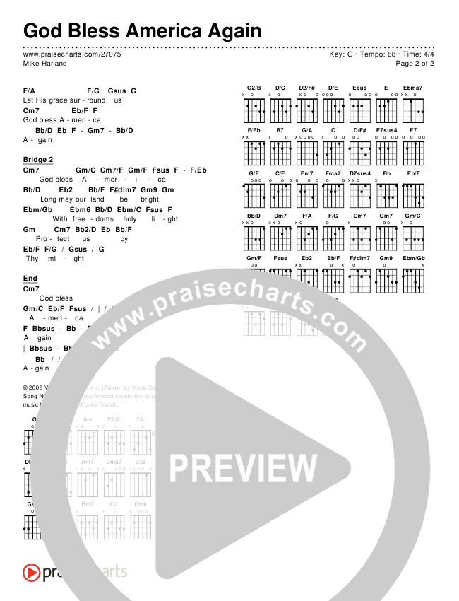God Bless America Again Chords & Lyrics (Mike Harland)
