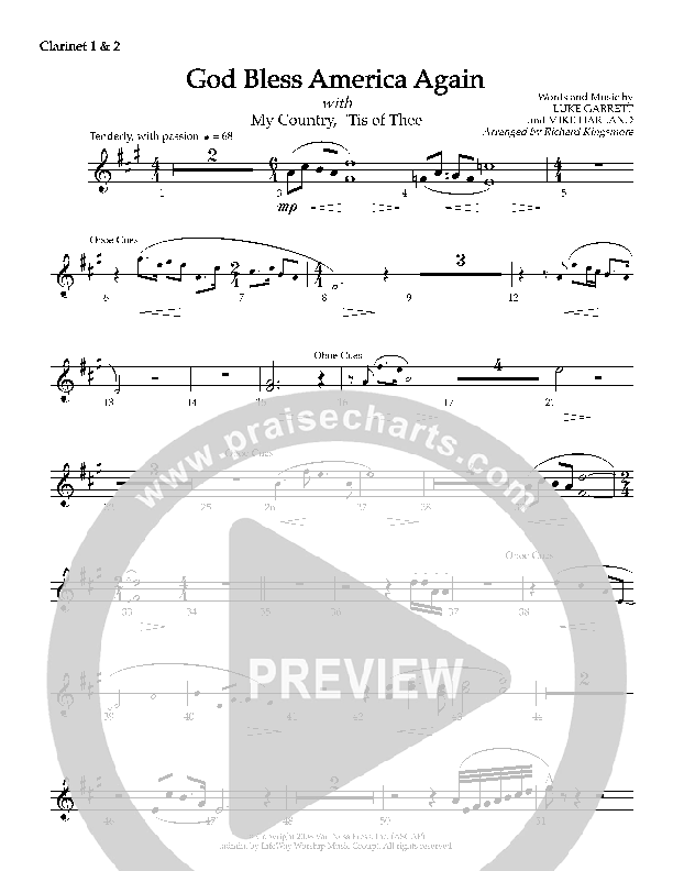 God Bless America Again Clarinet 1/2 (Mike Harland)