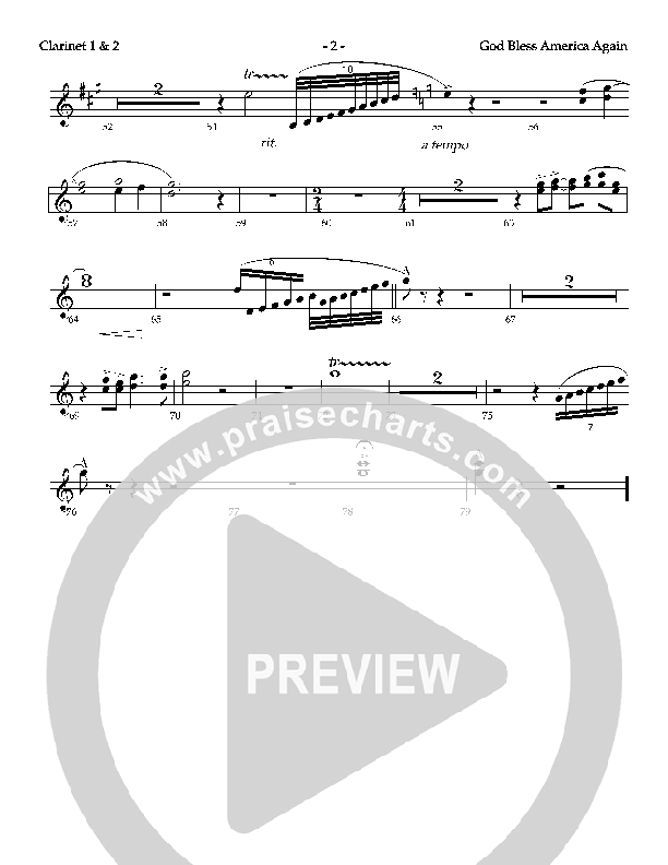 God Bless America Again Clarinet 1/2 (Mike Harland)