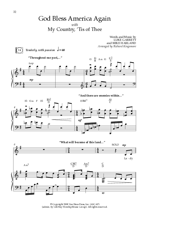 God Bless America Again Piano/Vocal (SATB) (Mike Harland)