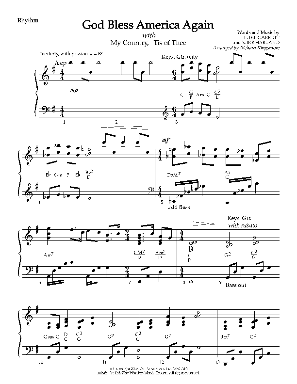 God Bless America Again Rhythm Chart (Mike Harland)