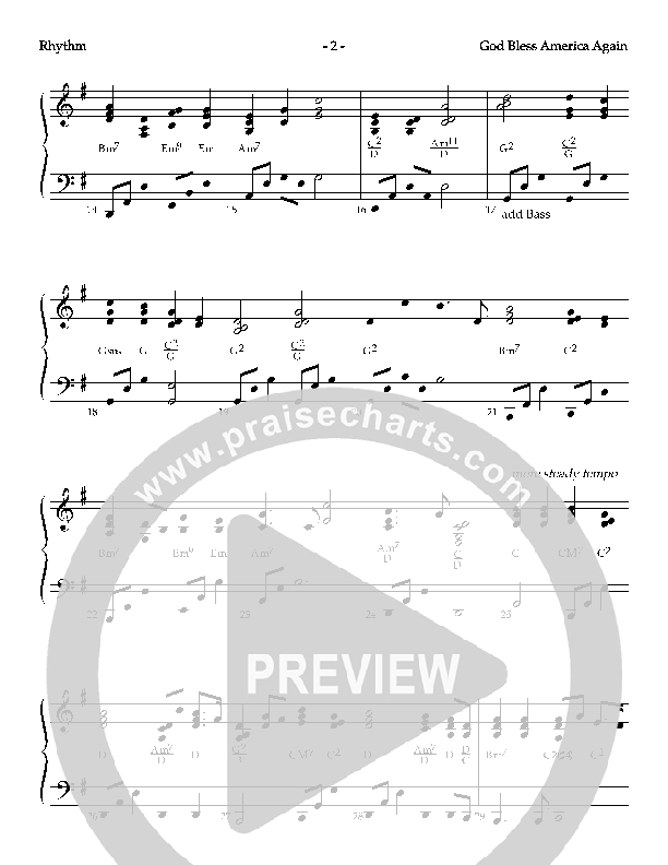 God Bless America Again Rhythm Chart (Mike Harland)