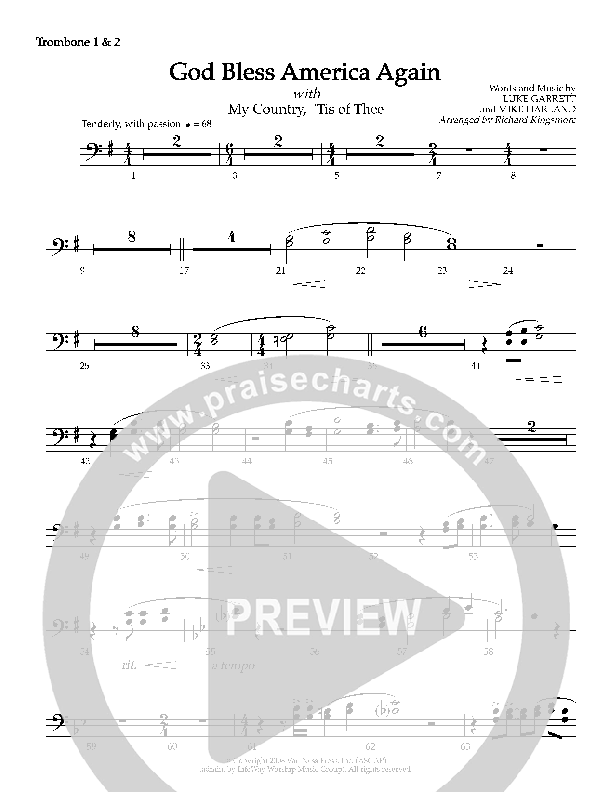 God Bless America Again Trombone 1/2 (Mike Harland)