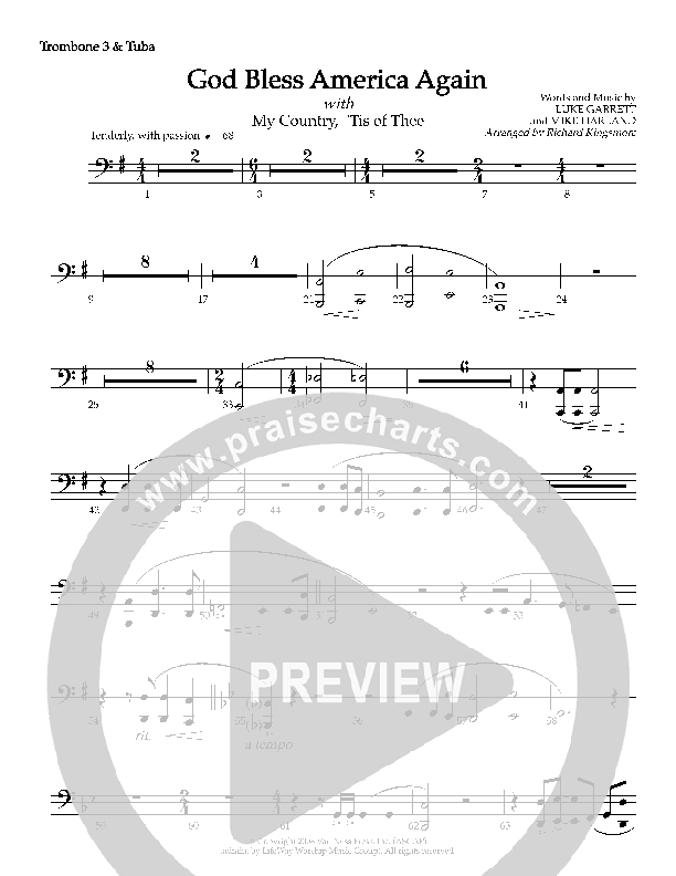 God Bless America Again Trombone 3 (Mike Harland)