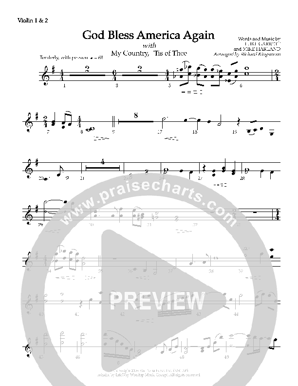 God Bless America Again Violin 1/2 (Mike Harland)