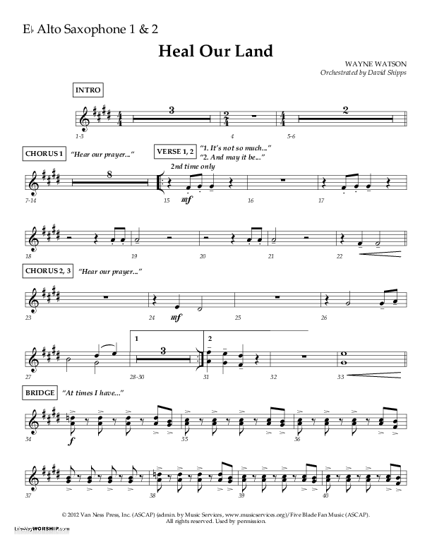 Heal Our Land Alto Sax 1/2 (Wayne Watson)