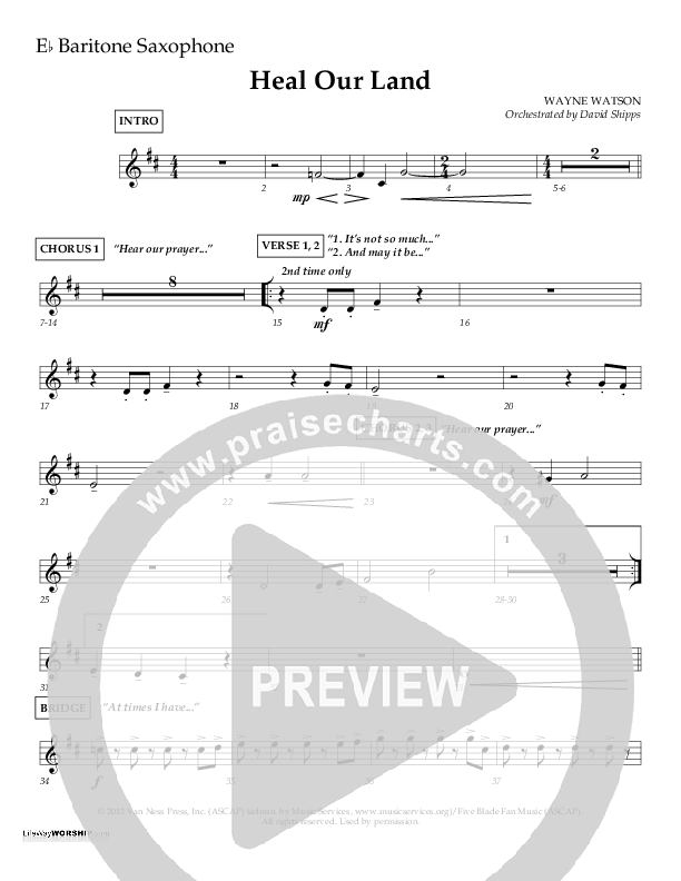 Heal Our Land Bari Sax (Wayne Watson)