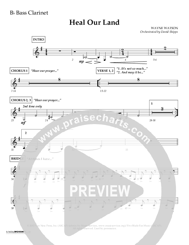 Heal Our Land Bass Clarinet (Wayne Watson)