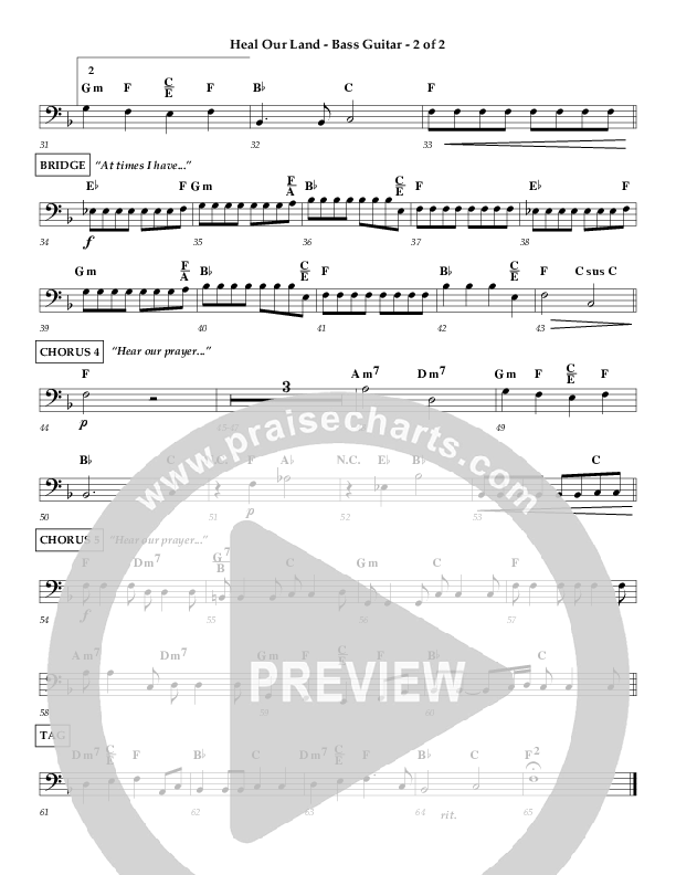 Heal Our Land Bass Guitar (Wayne Watson)