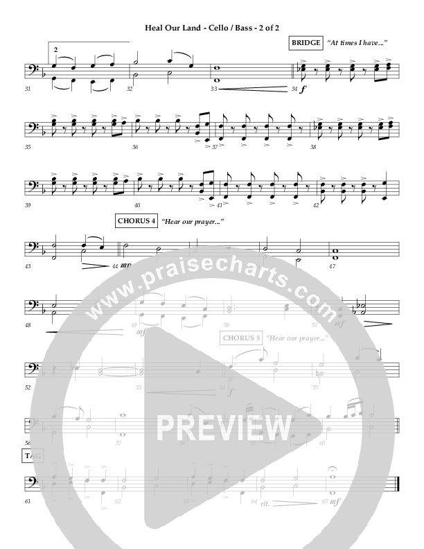 Heal Our Land Cello/Bass (Wayne Watson)