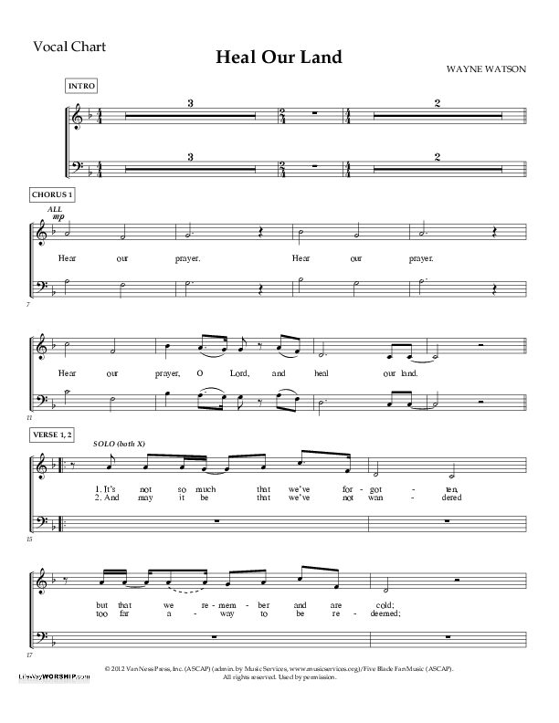 Heal Our Land Choir Sheet (Wayne Watson)