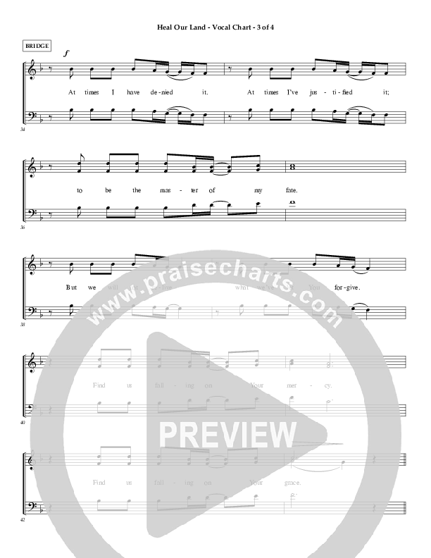 Heal Our Land Choir Sheet (Wayne Watson)