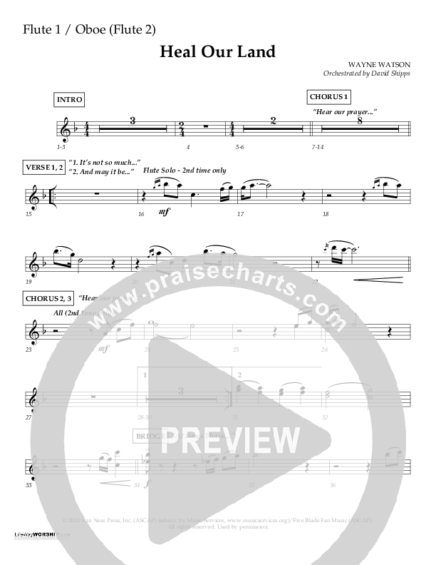 Heal Our Land Flute/Oboe (Wayne Watson)