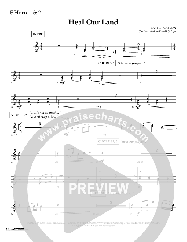 Heal Our Land French Horn 1/2 (Wayne Watson)