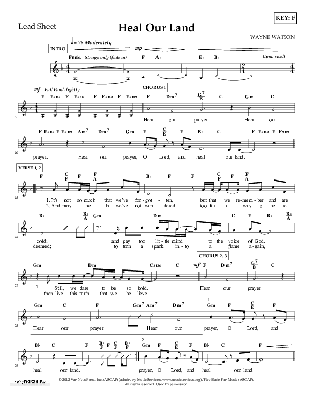 Heal Our Land Lead Sheet (Wayne Watson)