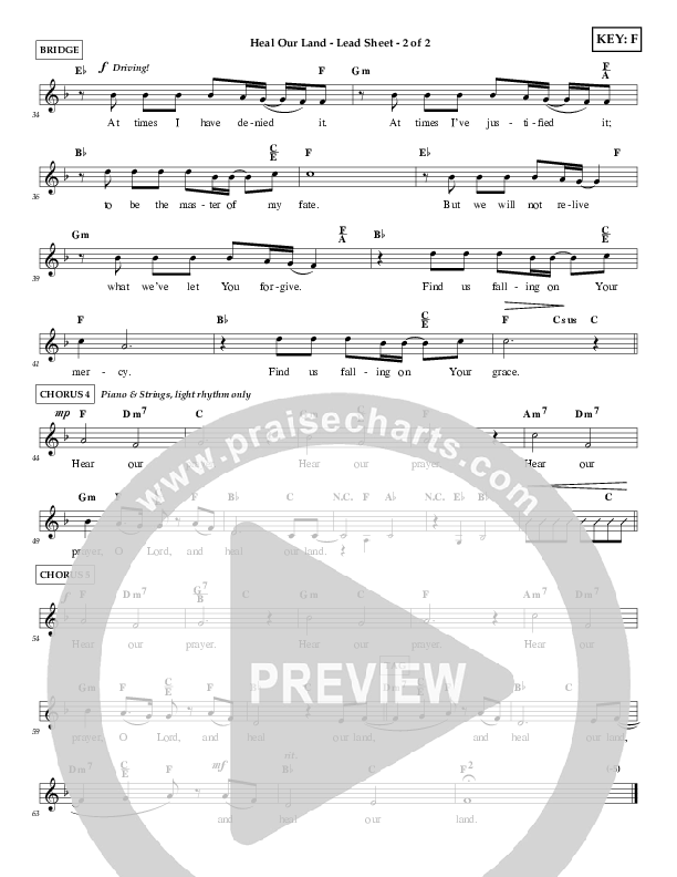 Heal Our Land Lead Sheet (Wayne Watson)