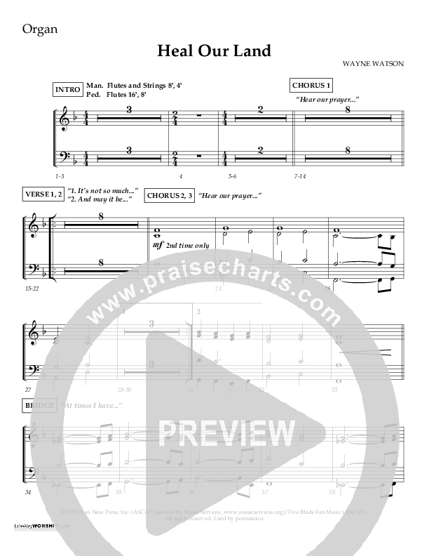 Heal Our Land Organ (Wayne Watson)