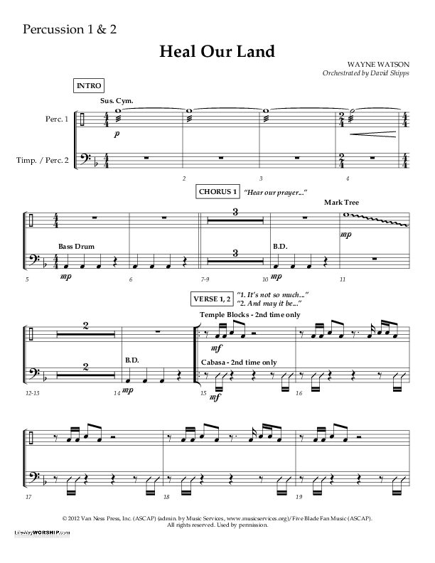 Heal Our Land Percussion 1/2 (Wayne Watson)