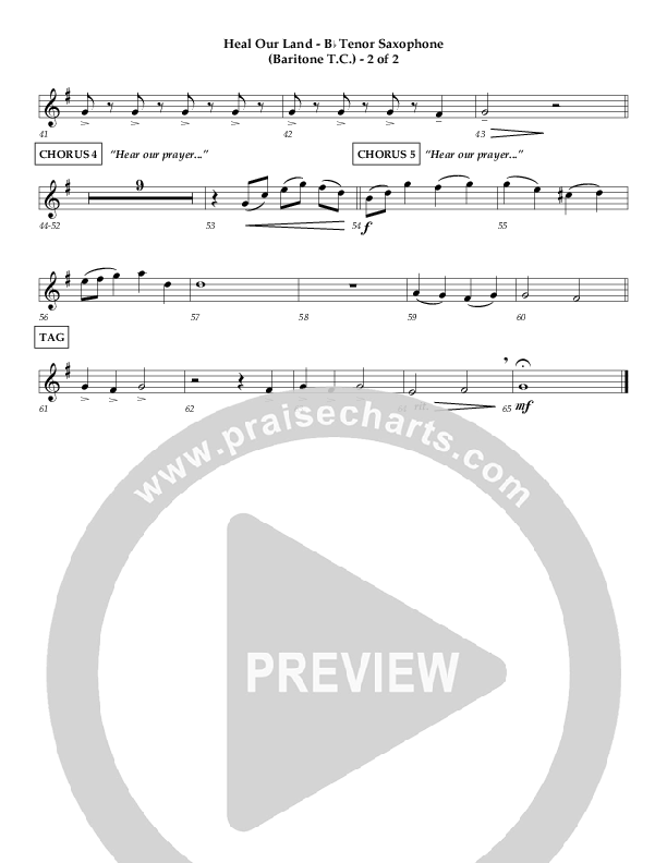 Heal Our Land Tenor Sax/Baritone T.C. (Wayne Watson)
