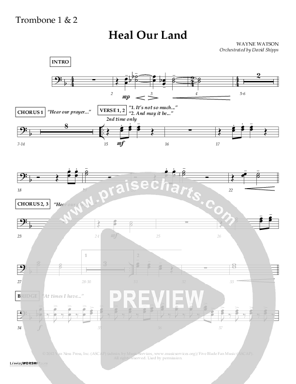 Heal Our Land Trombone 1/2 (Wayne Watson)