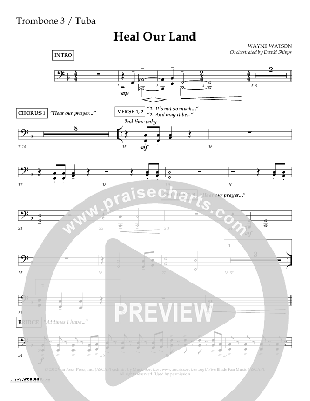 Heal Our Land Trombone 3/Tuba (Wayne Watson)