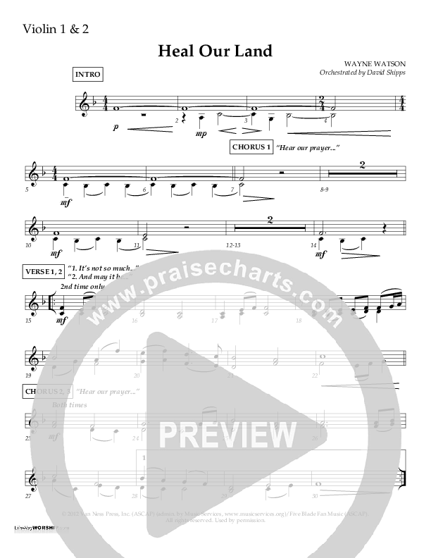 Heal Our Land Violin 1/2 (Wayne Watson)