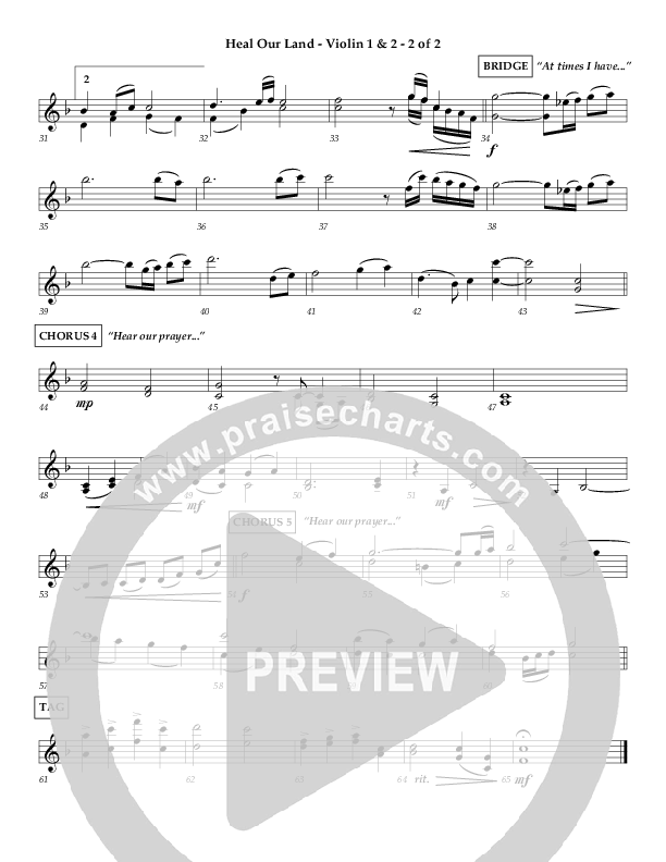 Heal Our Land Violin 1/2 (Wayne Watson)