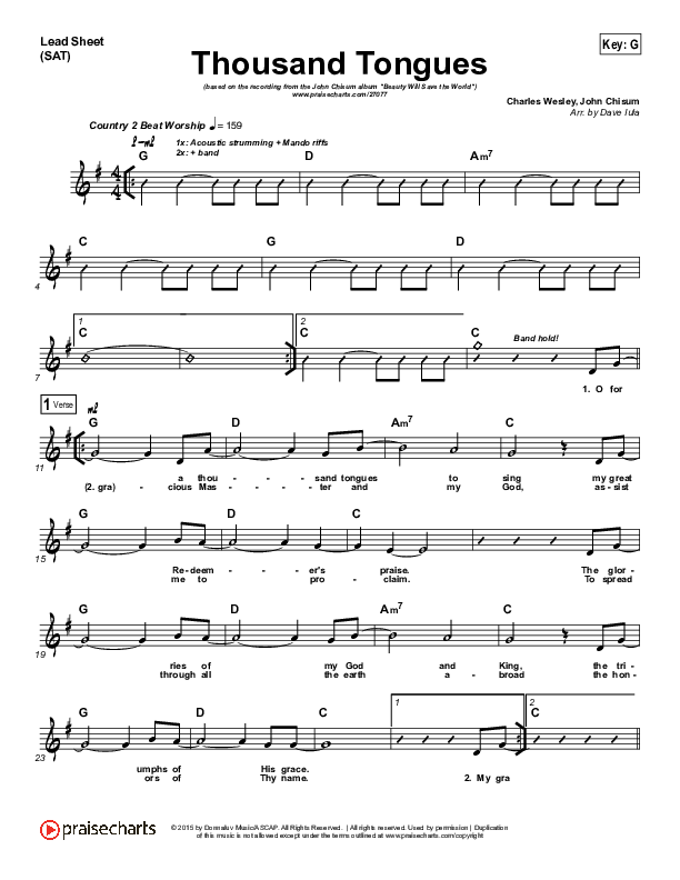 Thousand Tongues Lead Sheet (John Chisum)