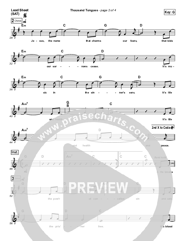 Thousand Tongues Lead Sheet (John Chisum)