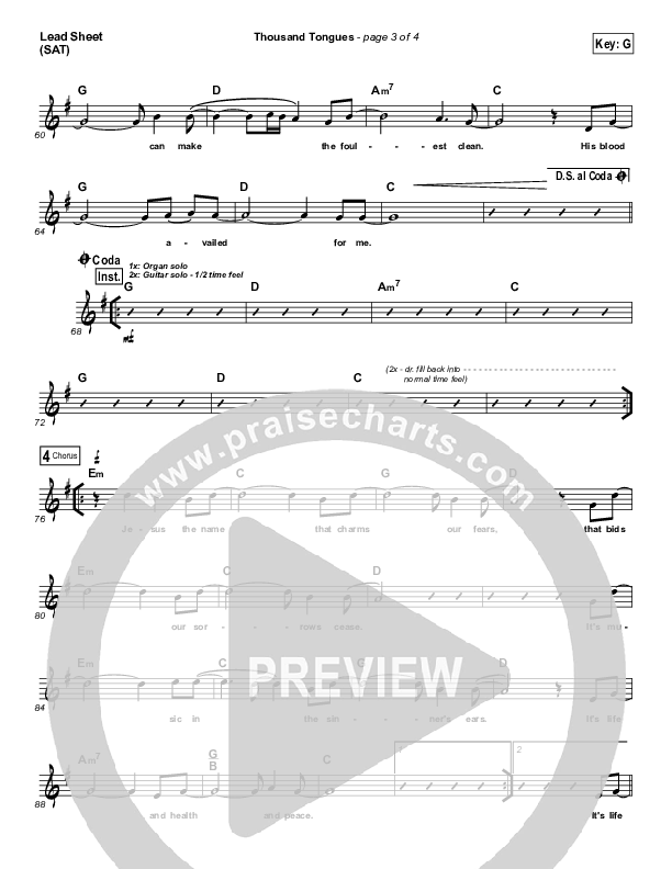 Thousand Tongues Lead Sheet (John Chisum)
