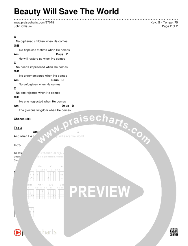 Beauty Will Save The World Chords & Lyrics (John Chisum)