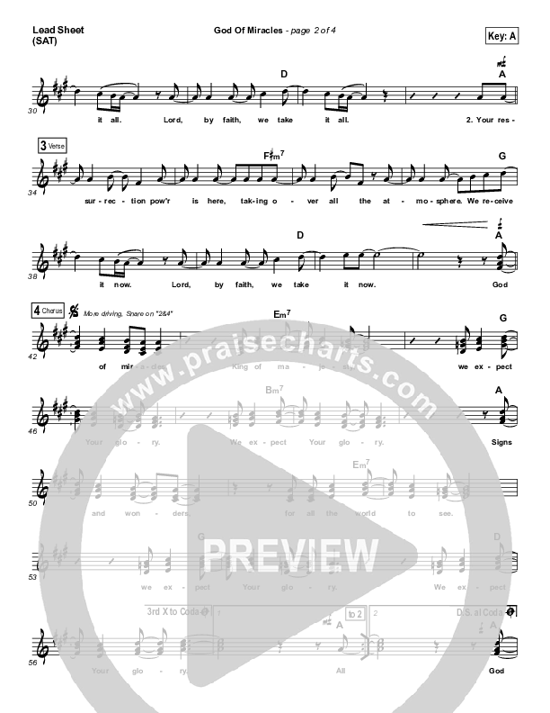 God Of Miracles (We Expect Your Glory) Lead Sheet (Go Deep / Michael Howell)