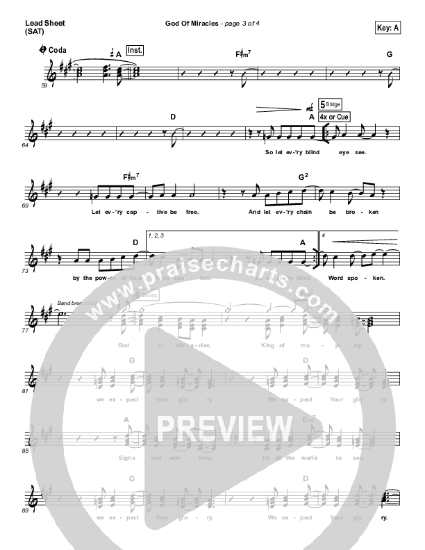God Of Miracles (We Expect Your Glory) Lead Sheet (SAT) (Go Deep / Michael Howell)