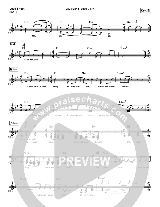 Love Song Lead Sheet (Jonathan David Helser / Melissa Helser)