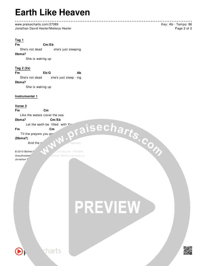 Earth Like Heaven Chords & Lyrics (Jonathan David Helser / Melissa Helser)