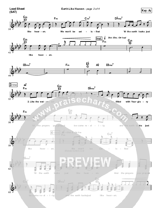 Earth Like Heaven Lead Sheet (Jonathan David Helser / Melissa Helser)