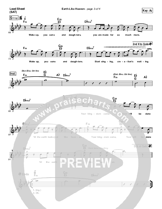 Earth Like Heaven Lead Sheet (SAT) (Jonathan David Helser / Melissa Helser)