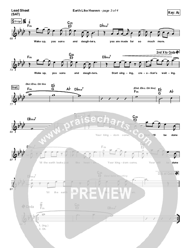 Earth Like Heaven Lead Sheet (SAT) (Jonathan David Helser / Melissa Helser)