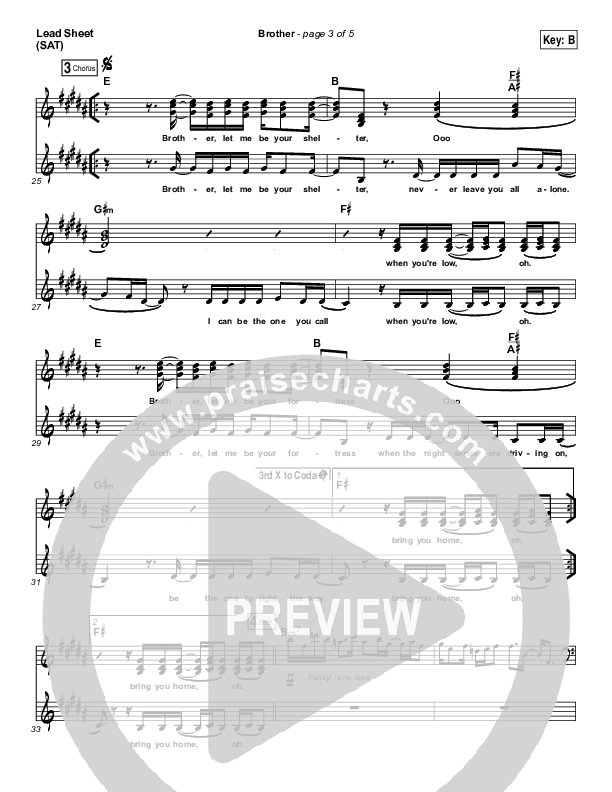 Brother Lead Sheet (Print Only) (Needtobreathe)