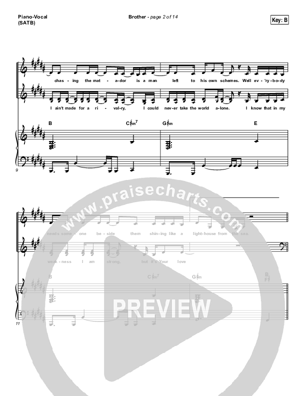 Brother Piano/Vocal (Print Only) (Needtobreathe)