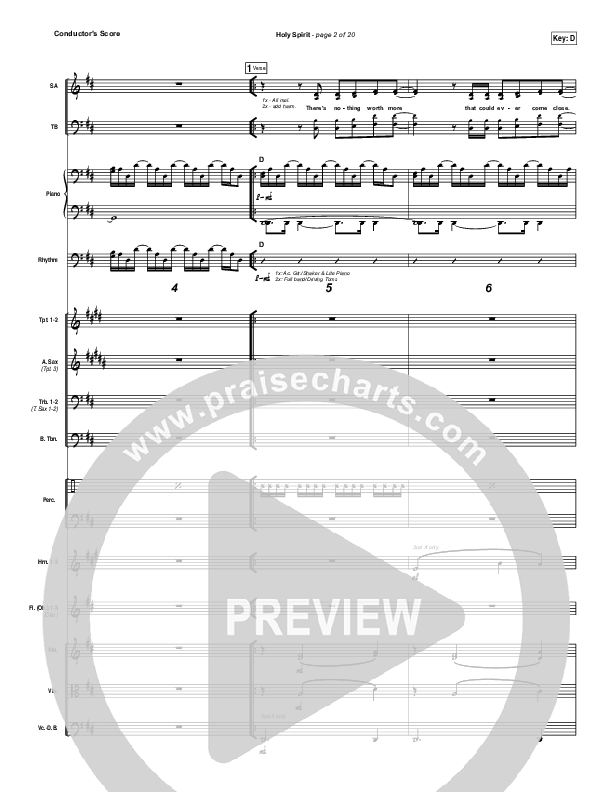 Holy Spirit  Conductor's Score (Francesca Battistelli)