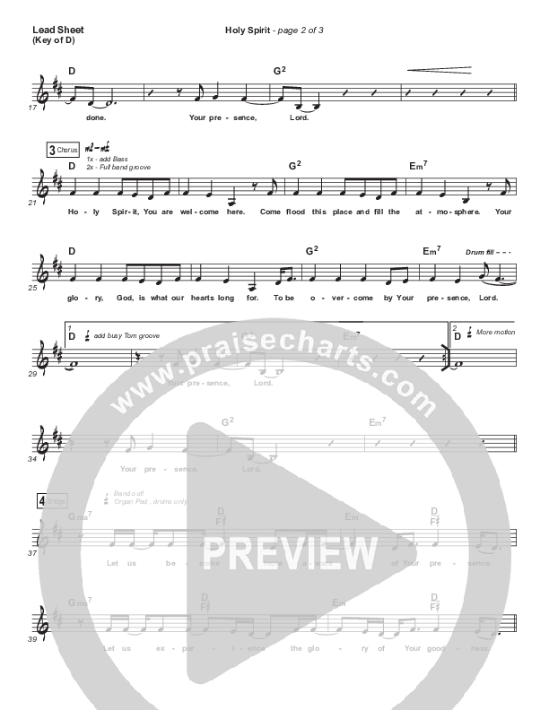 Holy Spirit Lead Sheet (Melody) (Francesca Battistelli)