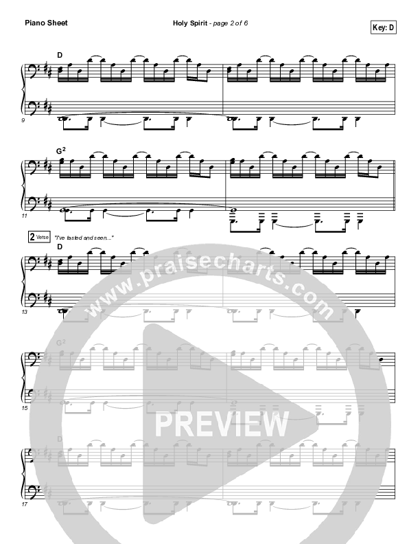 Holy Spirit  Piano Sheet (Francesca Battistelli)