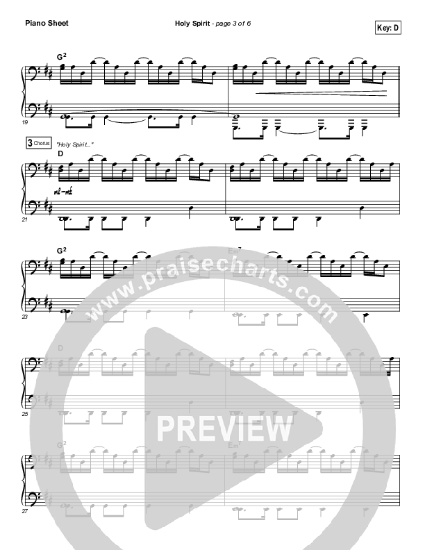 Holy Spirit  Piano Sheet (Francesca Battistelli)