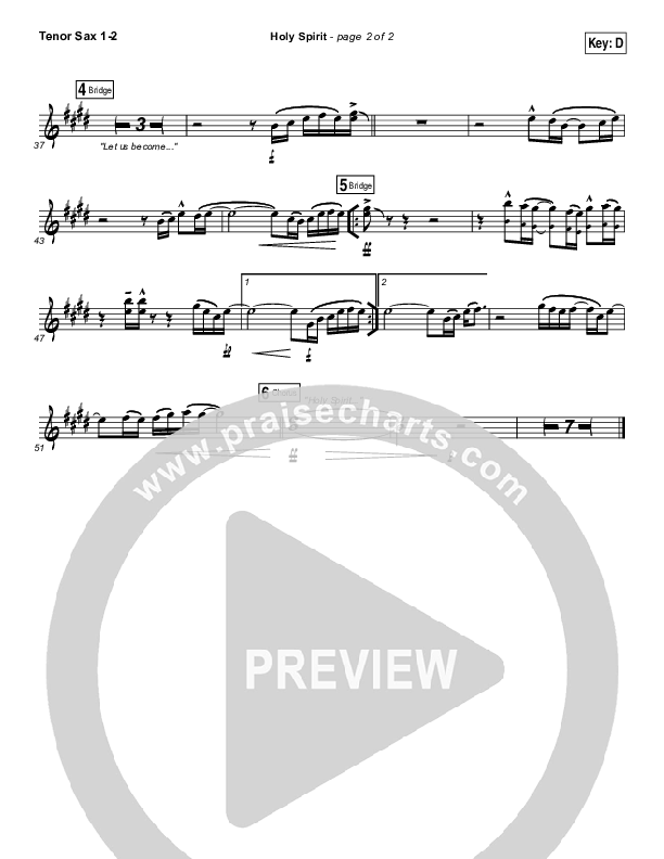 Holy Spirit  Tenor Sax 1/2 (Francesca Battistelli)