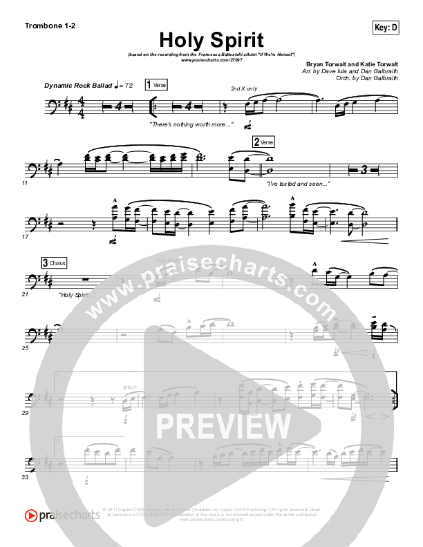 Holy Spirit Trombone 1/2 (Francesca Battistelli)