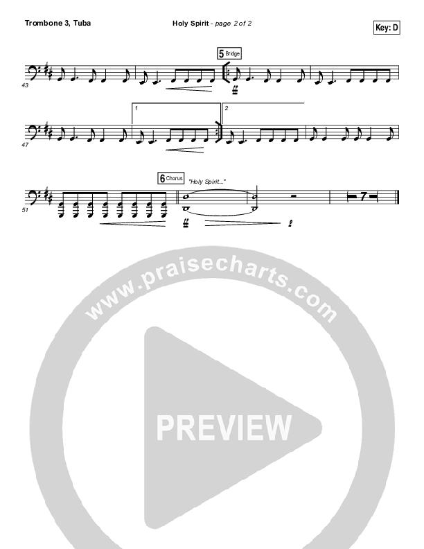 Holy Spirit  Trombone 3/Tuba (Francesca Battistelli)